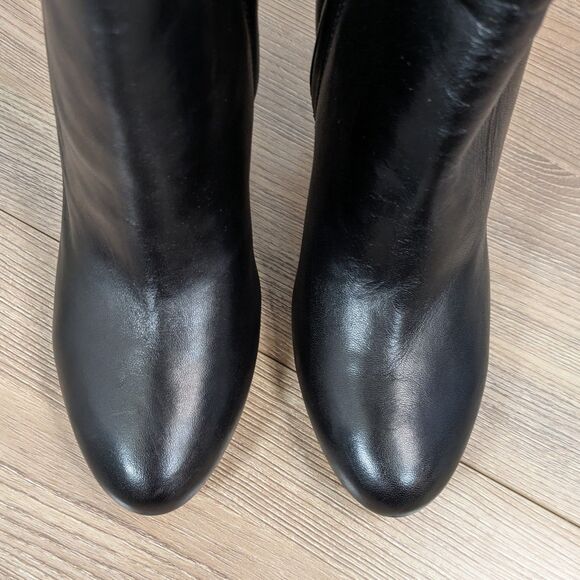 Nine West Women's Sancha Black Leather Knee-High Stiletto Boots Wide Calf 6.5 - Picture 12 of 14